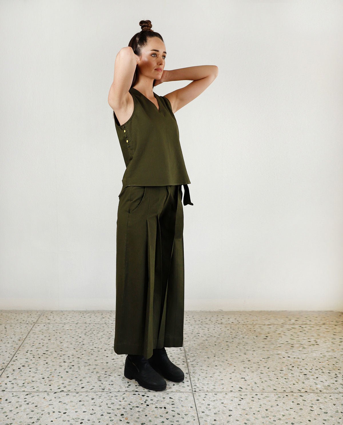 Solid Moon Olive Co-ord - CiceroniRias Jaipur