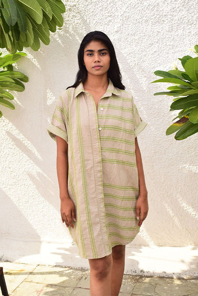 Striped Linen Shirt Dress - CiceroniDressesSonica Sarna