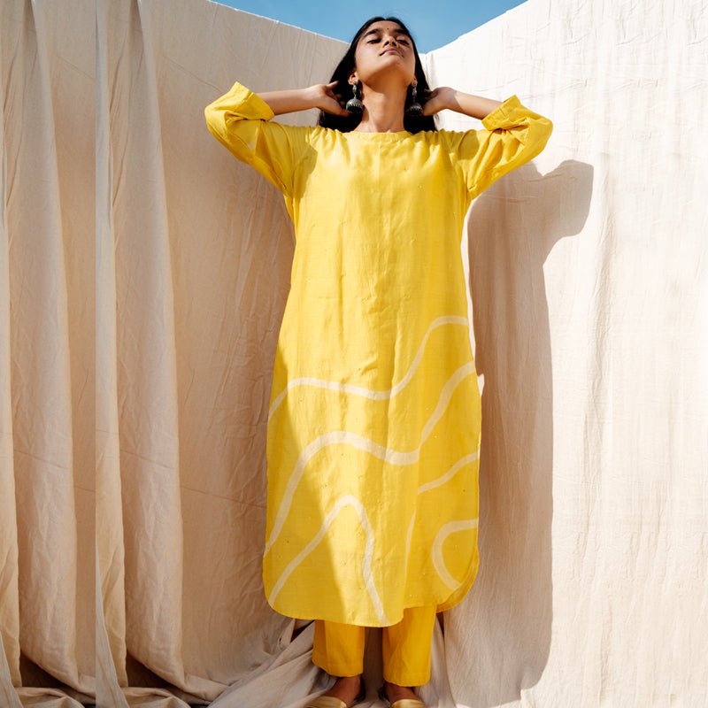 Sunny Yellow Arsa Kurta with Pants - CiceroniNirjara