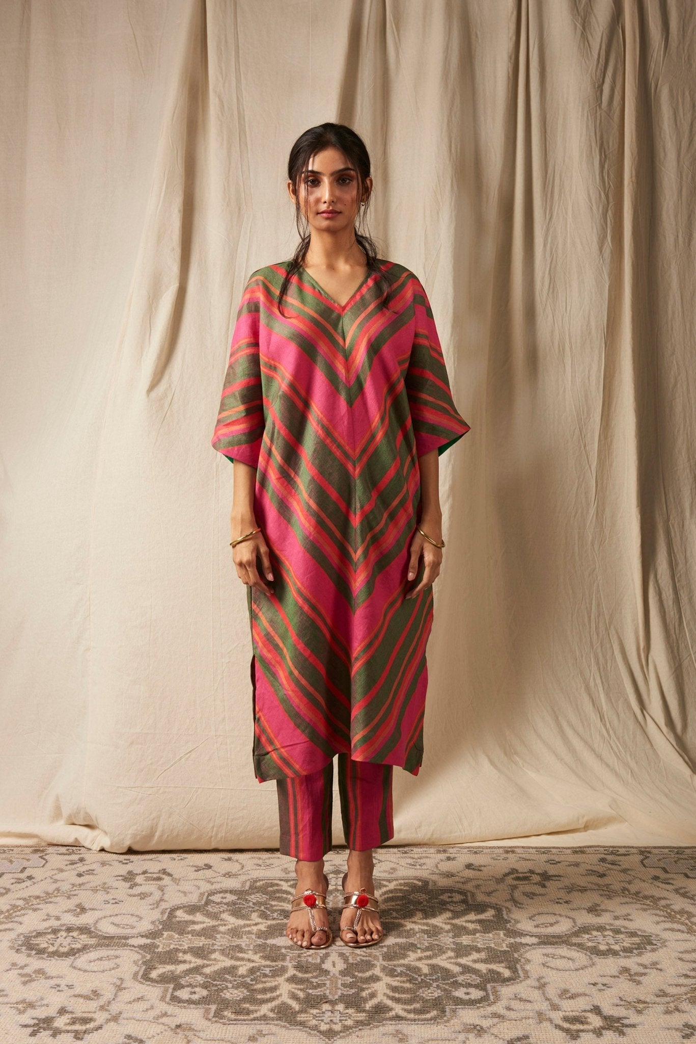 Surekha Linen Dolman Kurta Set - CiceroniKurta SetSaphed