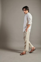 Taj Linen Band Collar Shirt - CiceroniShirtsSaphed