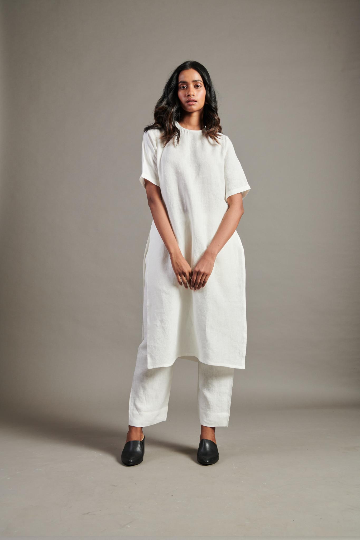 Taj Linen Half Sleeves Kurta Set - CiceroniKurta SetSaphed