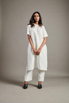 Taj Linen Half Sleeves Kurta Set - CiceroniKurta SetSaphed