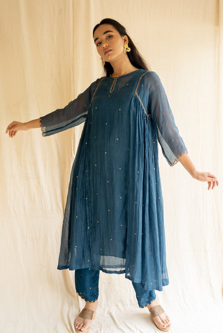Teal Arsh Kurta Set - CiceroniNirjara