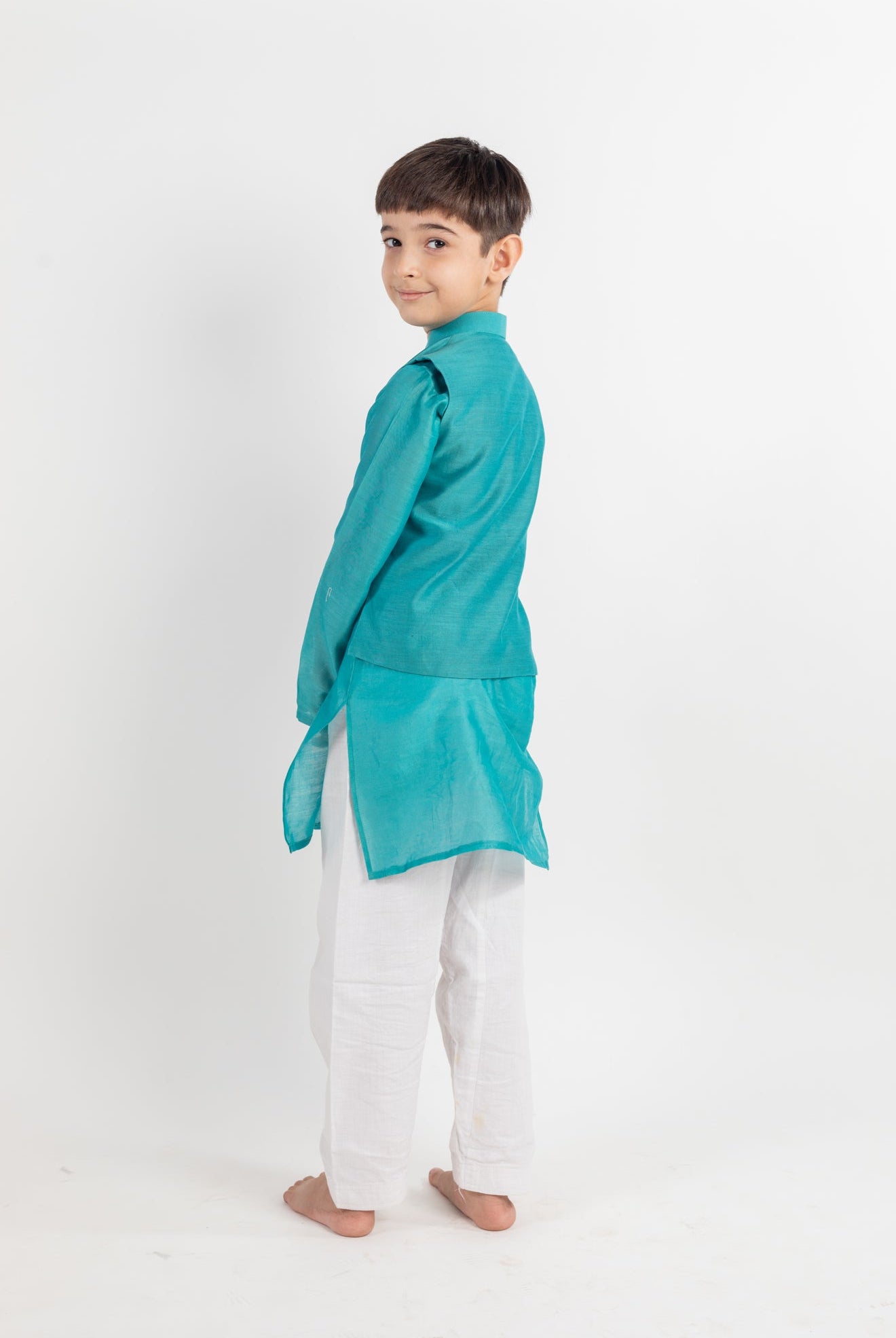 Teal Blue Embroidered and Jacket Set - CiceroniMr. Brat