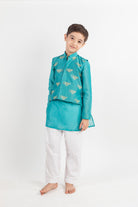 Teal Blue Embroidered and Jacket Set - CiceroniMr. Brat
