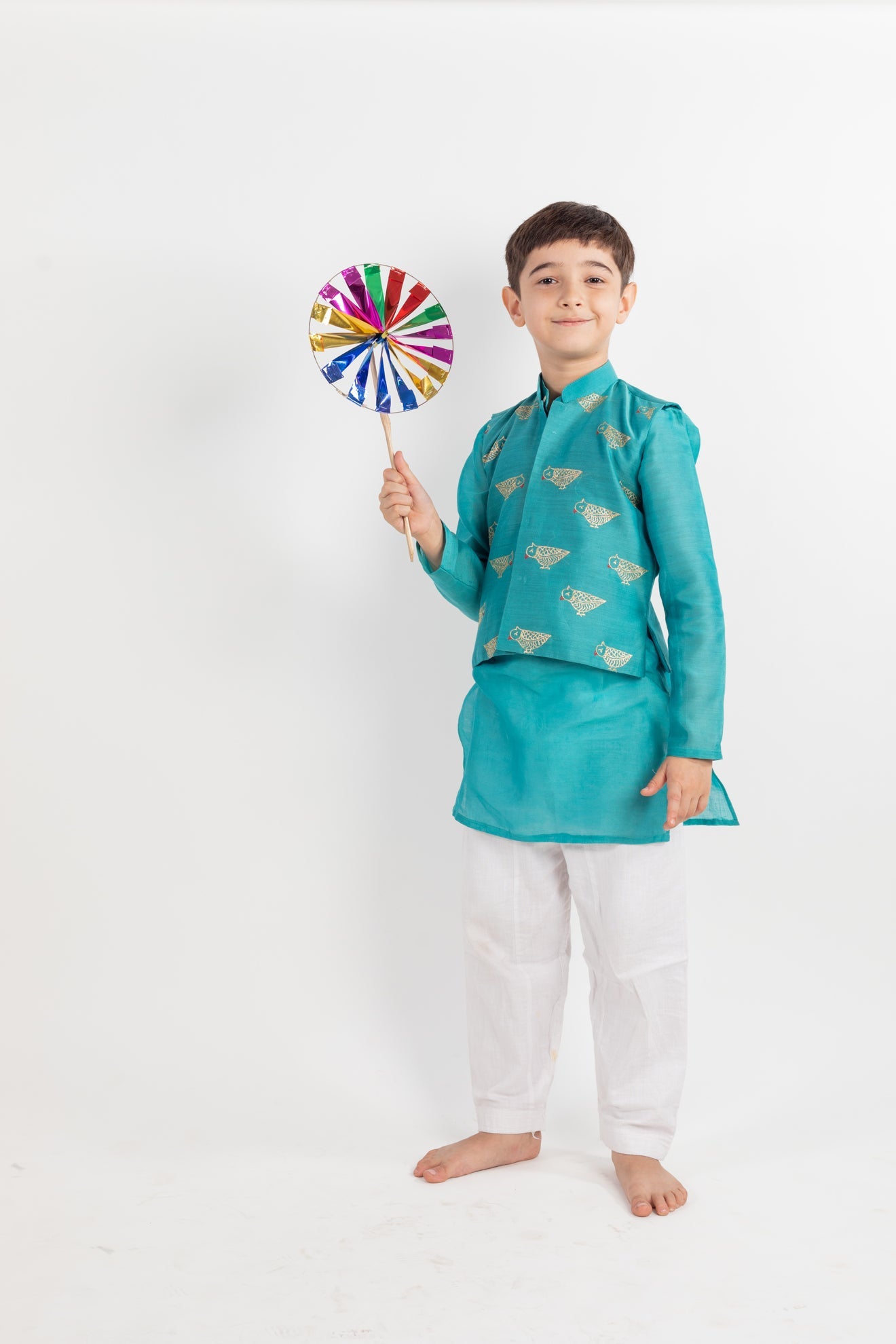 Teal Blue Embroidered and Jacket Set - CiceroniMr. Brat