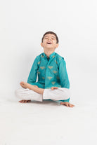 Teal Blue Embroidered and Jacket Set - CiceroniMr. Brat