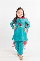 Teal Pin-tucks Kurta Set - CiceroniMr. Brat