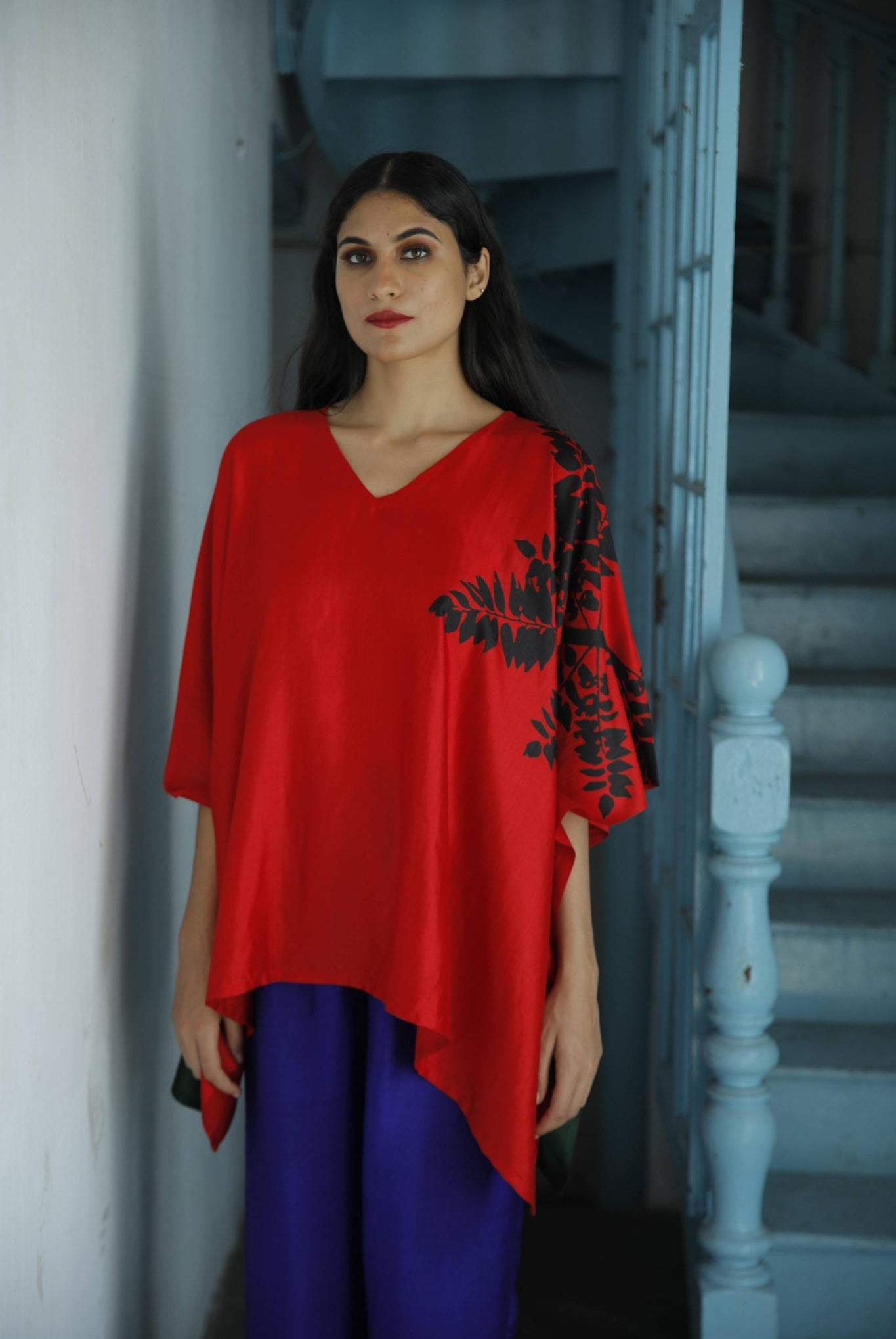 The 'Damp Foilage' Eri Peace silk Kaftan - CiceroniKaftanAeshaane