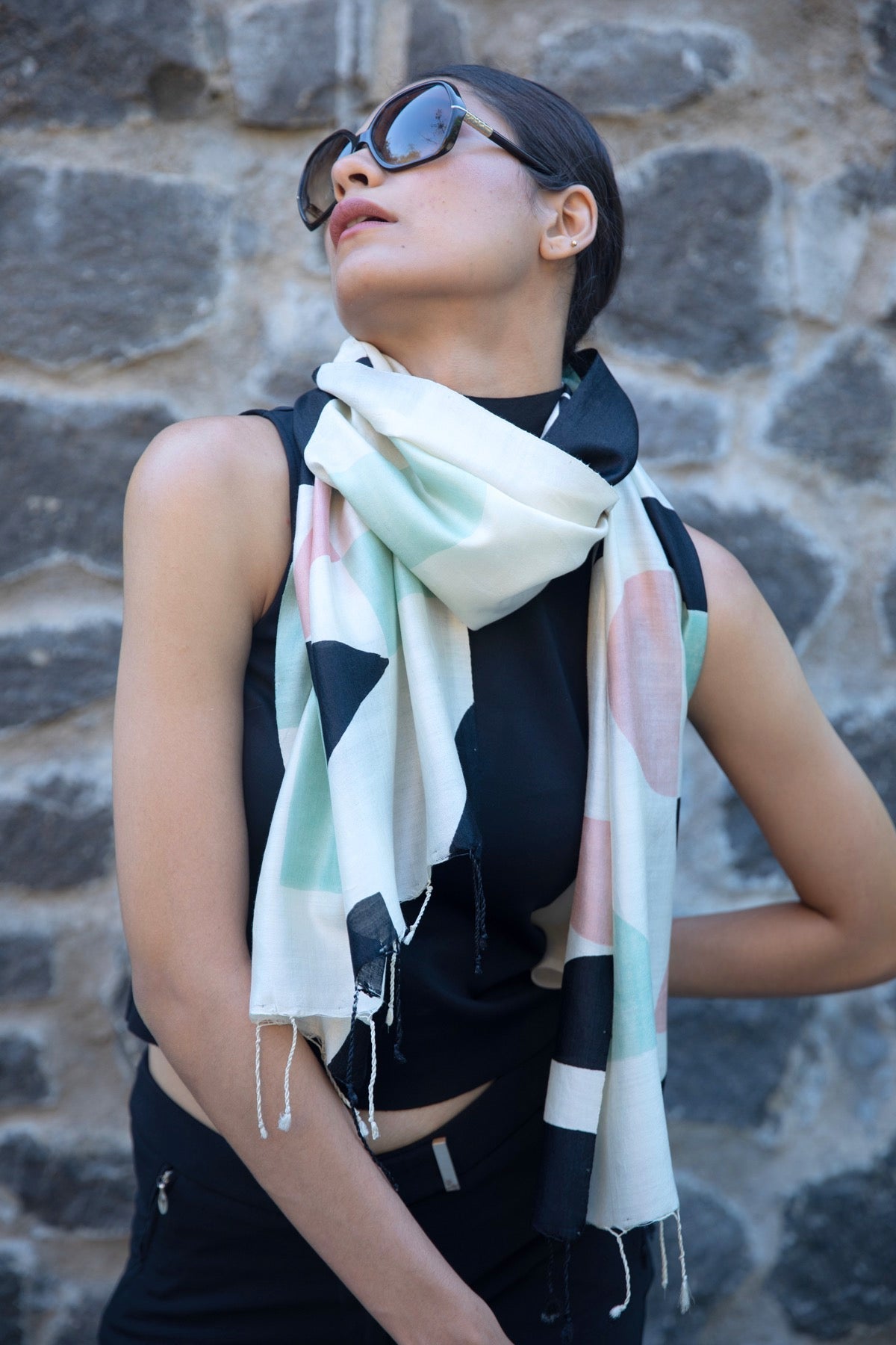 The 'Salmon Maze' Eri Silk Scarf - CiceroniScrafAeshaane