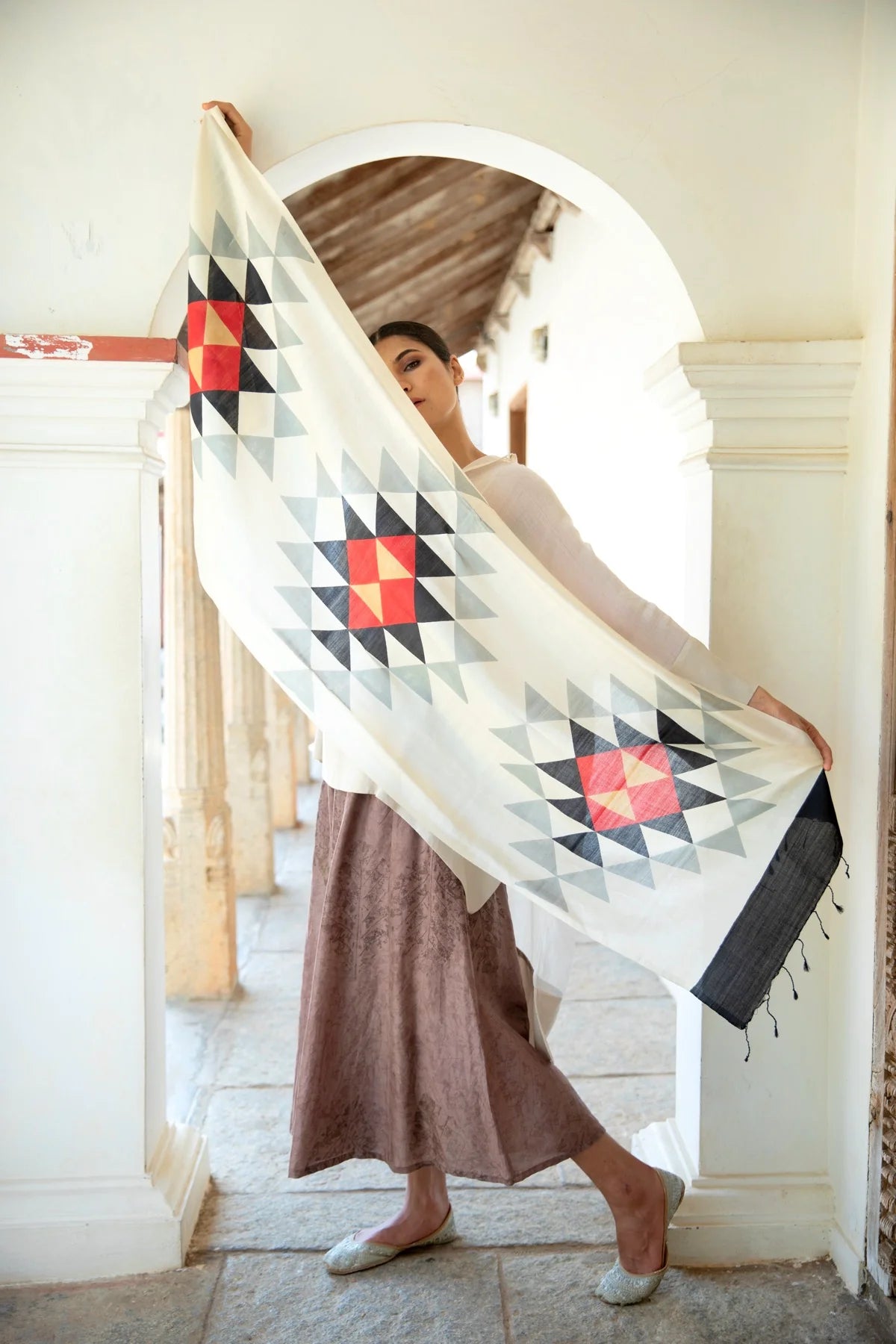 The 'Tangram' Eri Silk Scarf - CiceroniScrafAeshaane