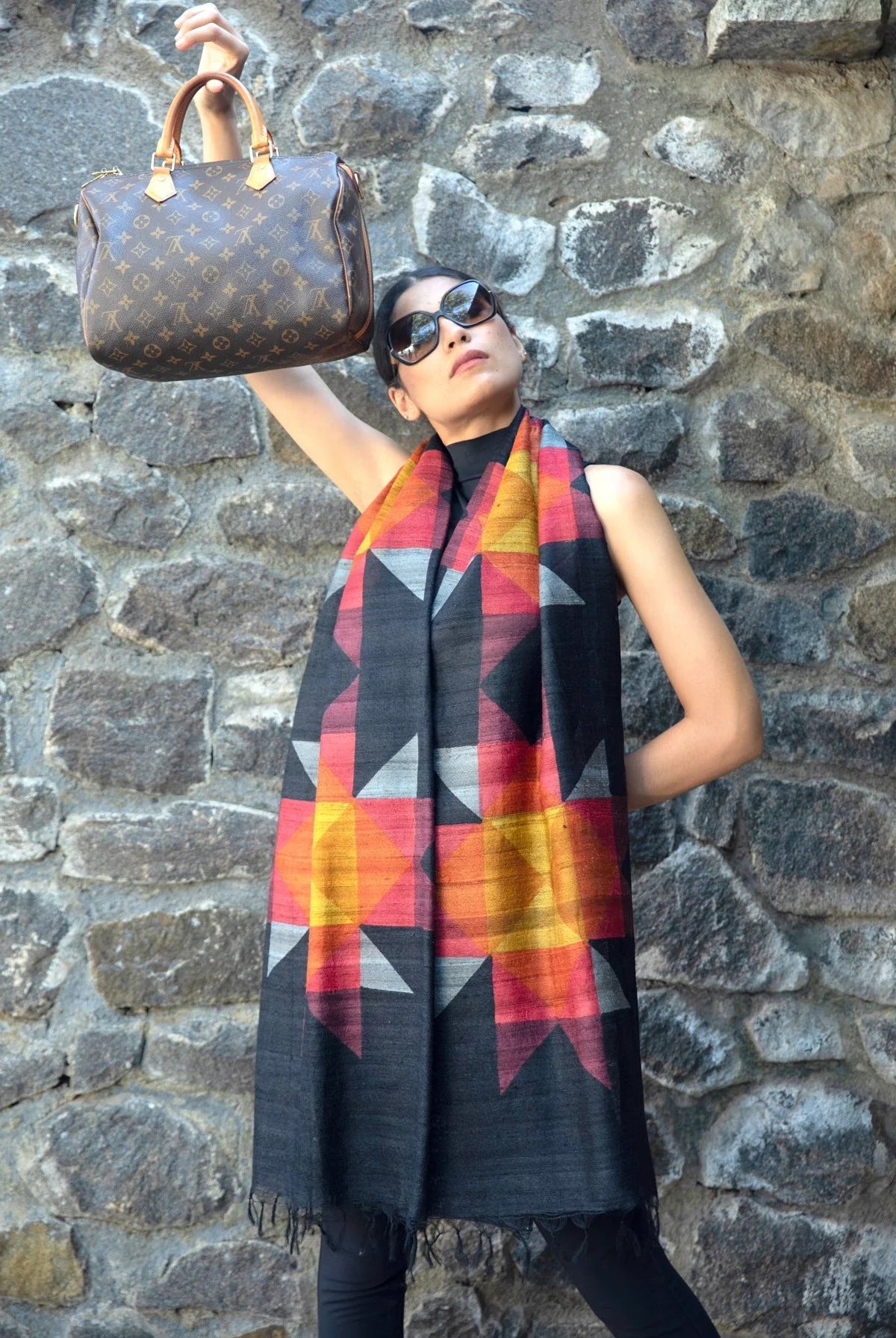 The 'Tile' Tussar Silk Scarf - CiceroniScrafAeshaane