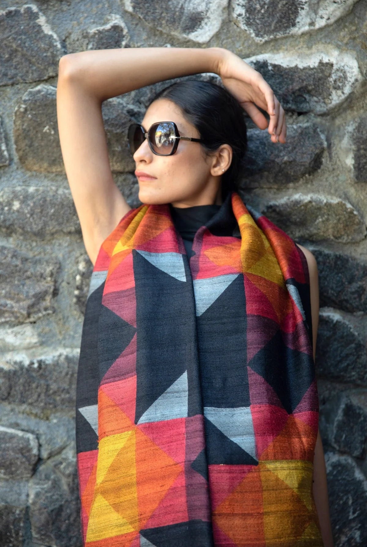 The 'Tile' Tussar Silk Scarf - CiceroniScrafAeshaane