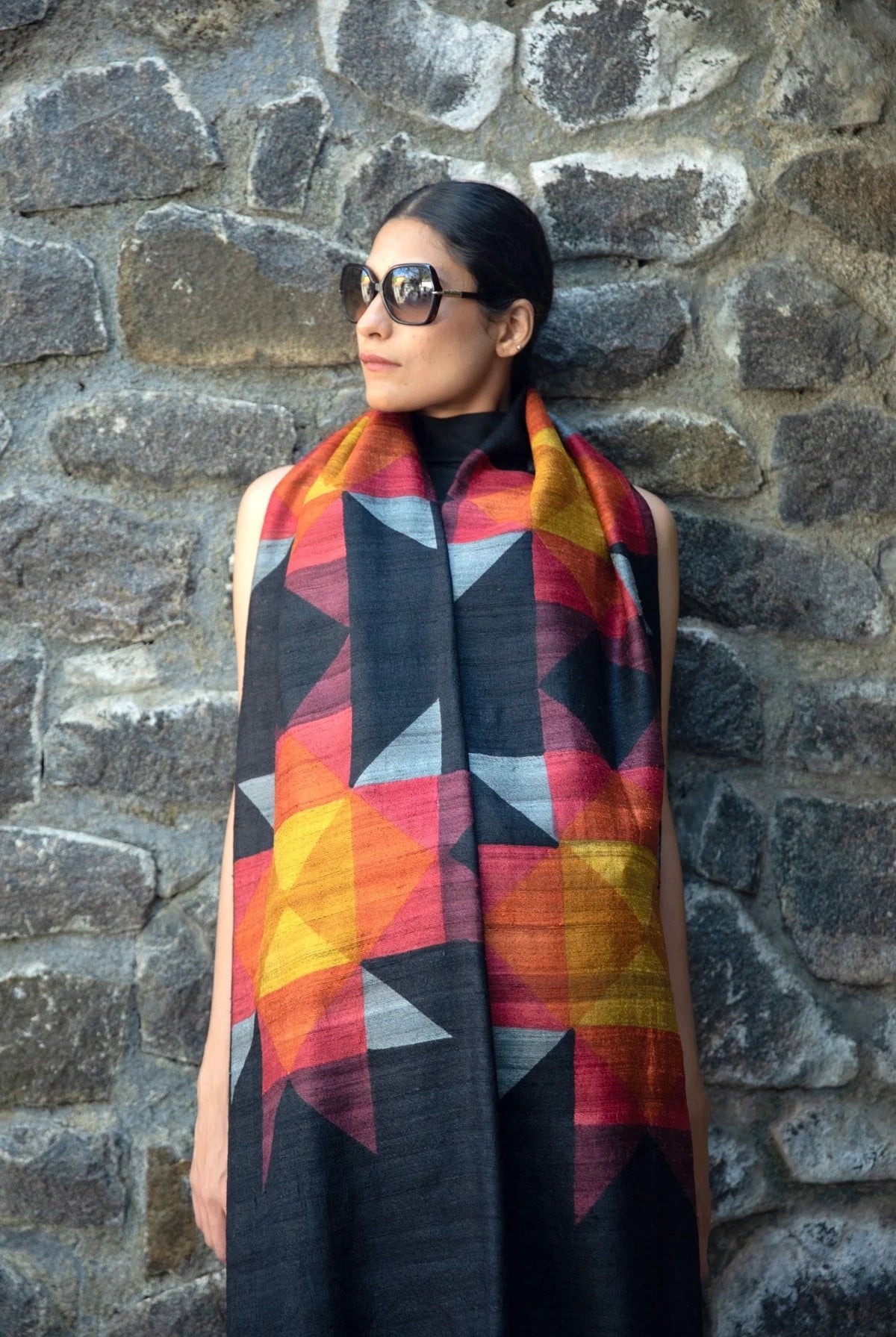 The 'Tile' Tussar Silk Scarf - CiceroniScrafAeshaane