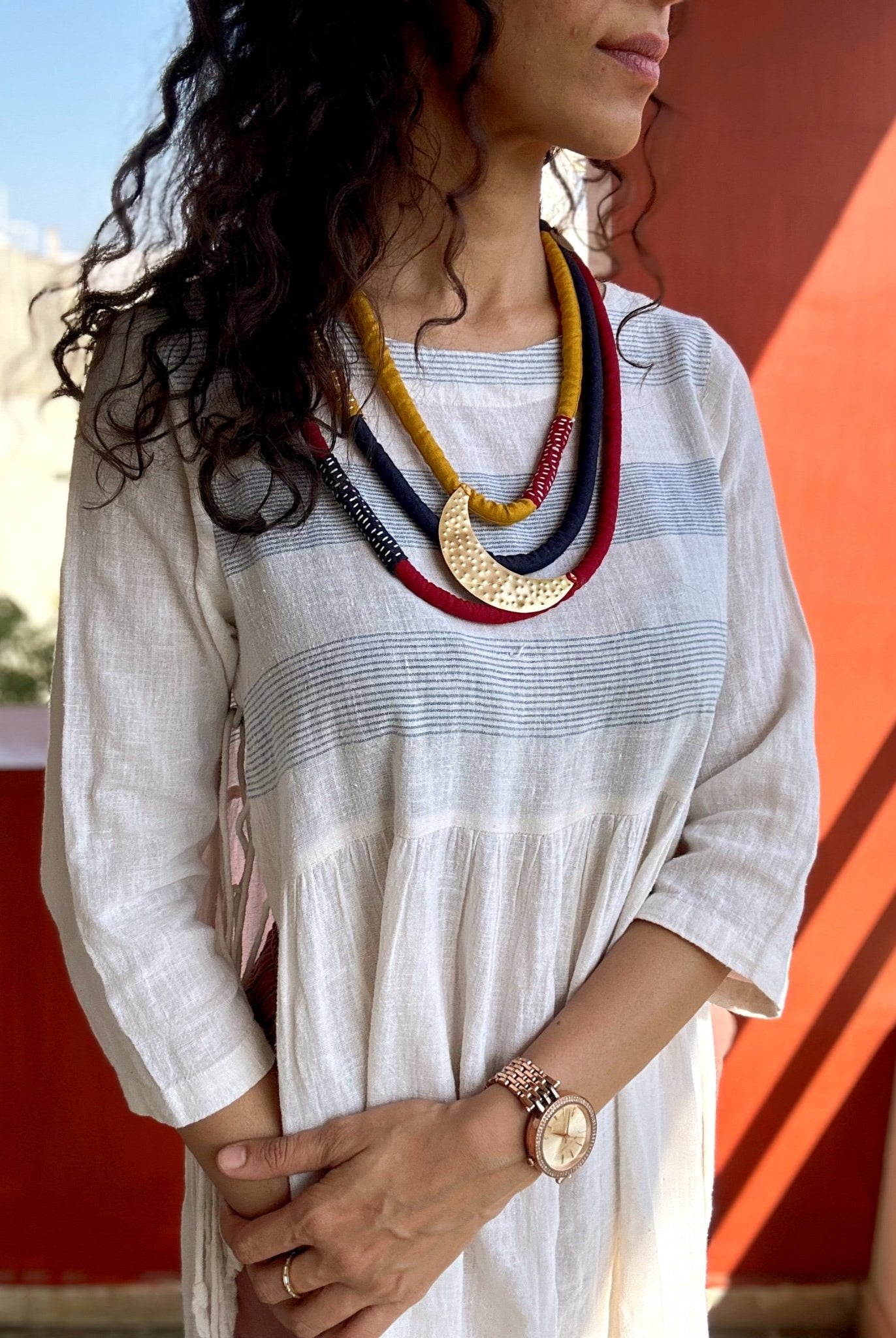 Three layered brass moon neckpiece - CiceroniNeckpieceBy Nirjari