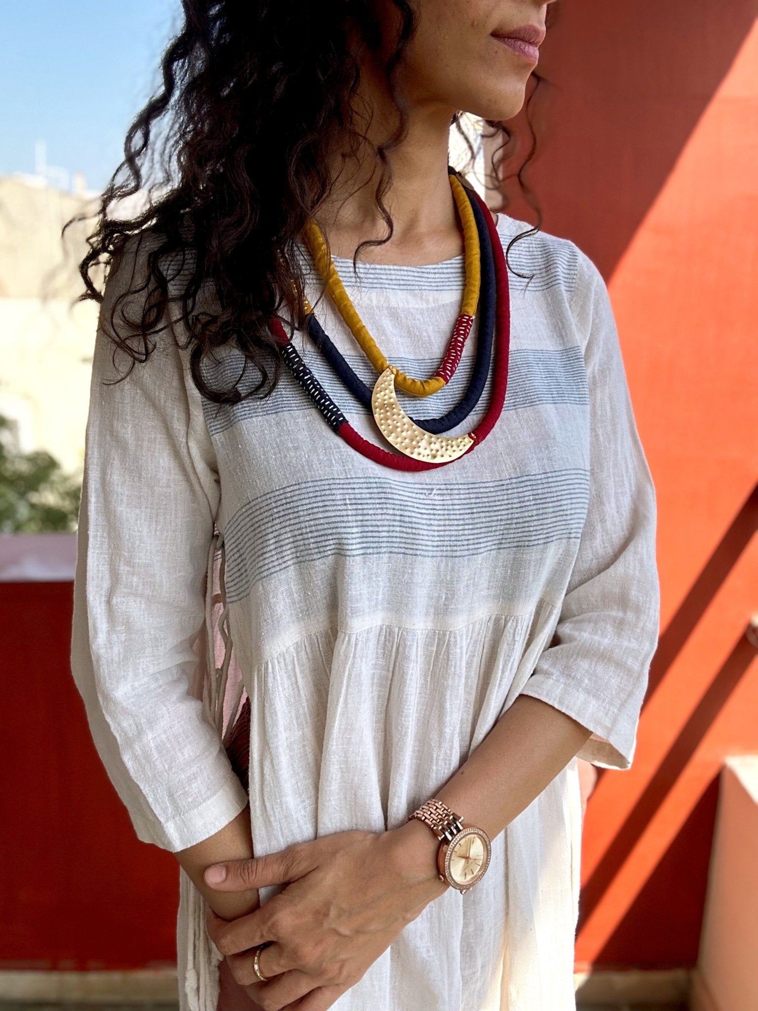 Three layered brass moon neckpiece - CiceroniNeckpieceBy Nirjari