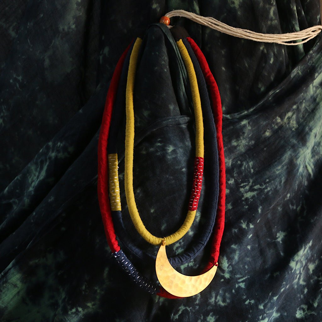 Three layered brass moon neckpiece - CiceroniNeckpieceBy Nirjari
