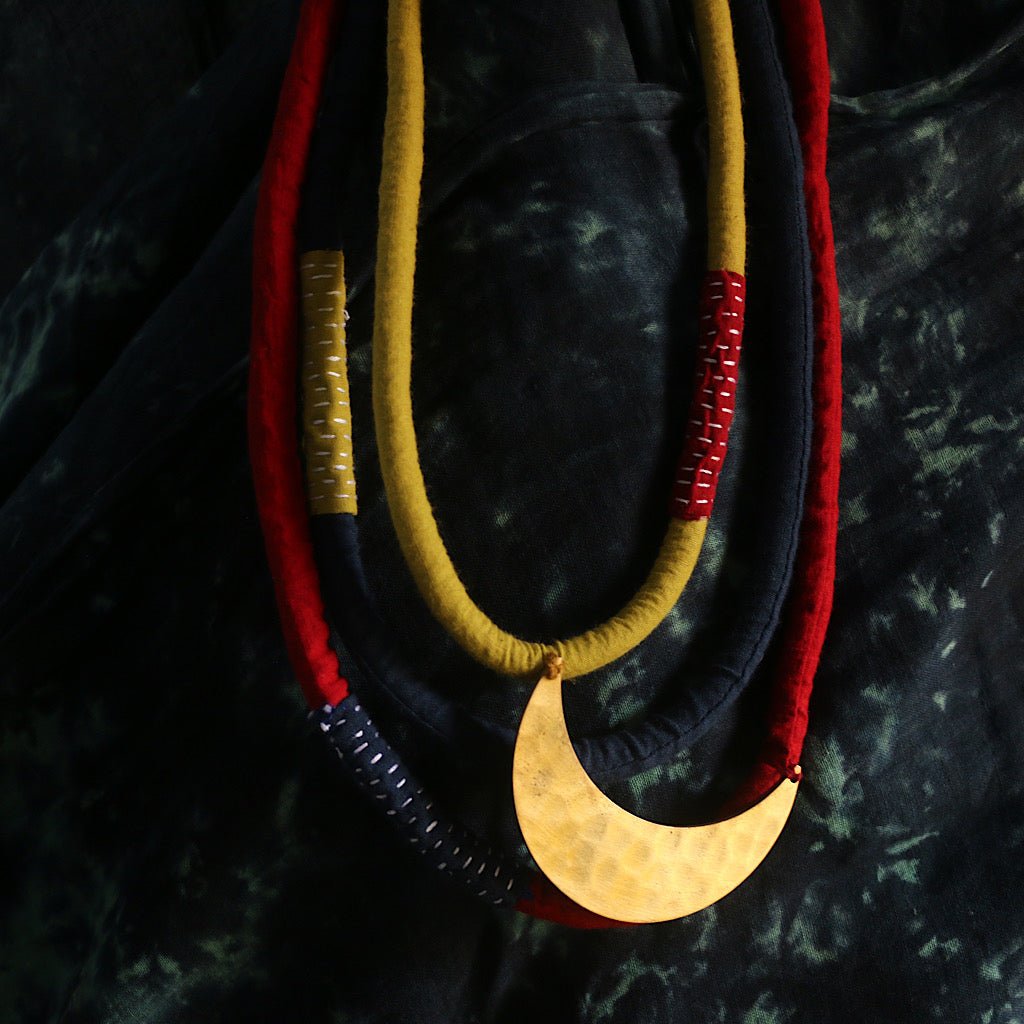 Three layered brass moon neckpiece - CiceroniNeckpieceBy Nirjari