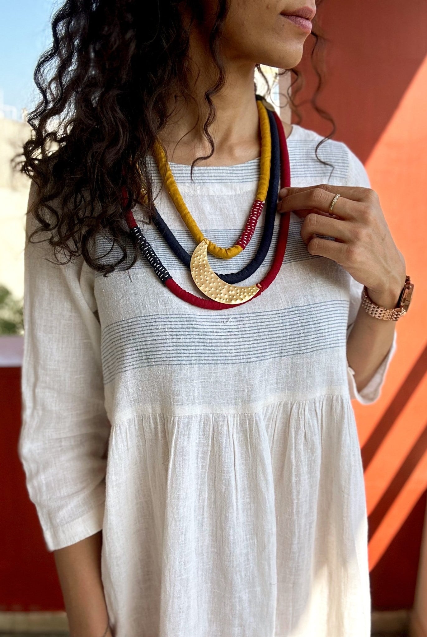 Three layered brass moon neckpiece - CiceroniNeckpieceBy Nirjari