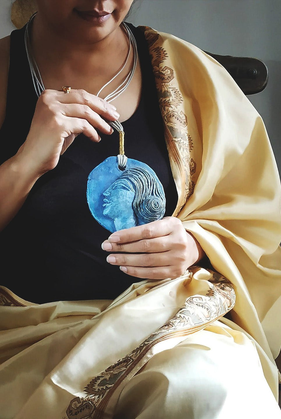 Tribal Lady Mask Pendant - CiceroniNeckpieceAranya Earthcraft