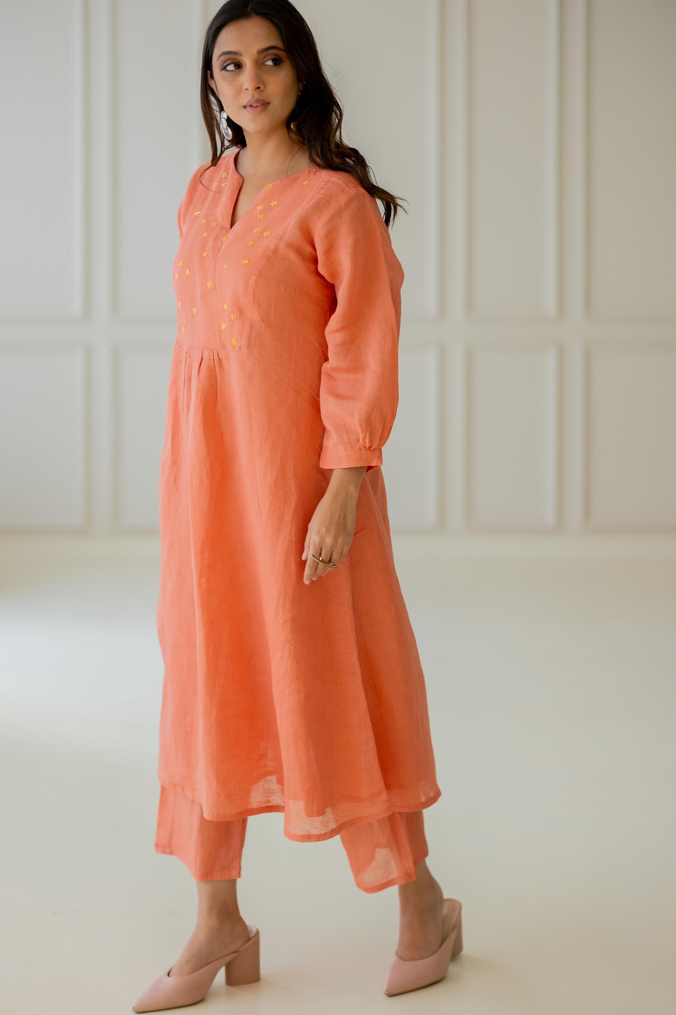 Tropical Apricot Kurta Set - CiceroniKurta SetSilai Studio