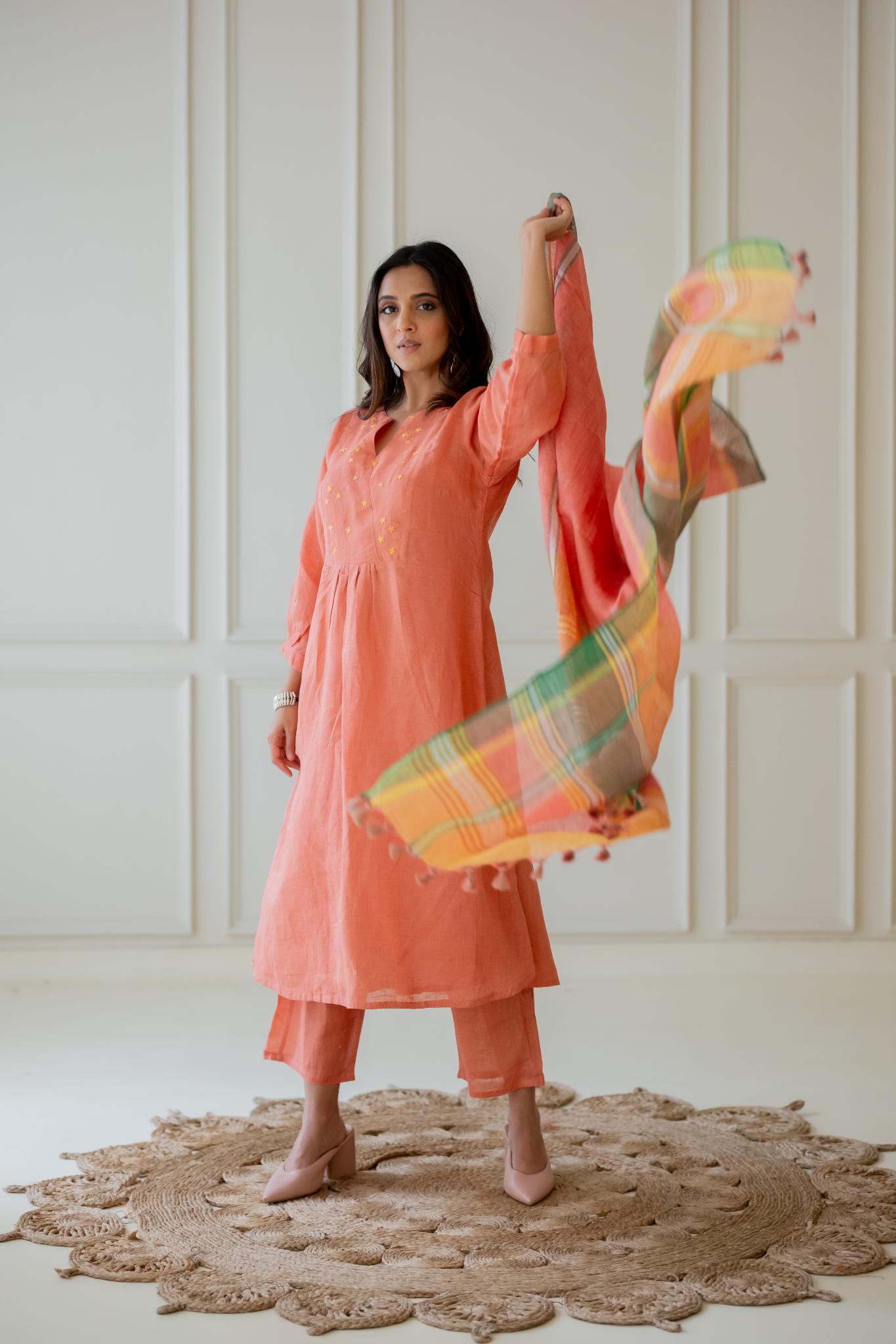Tropical Apricot Kurta Set - CiceroniKurta SetSilai Studio