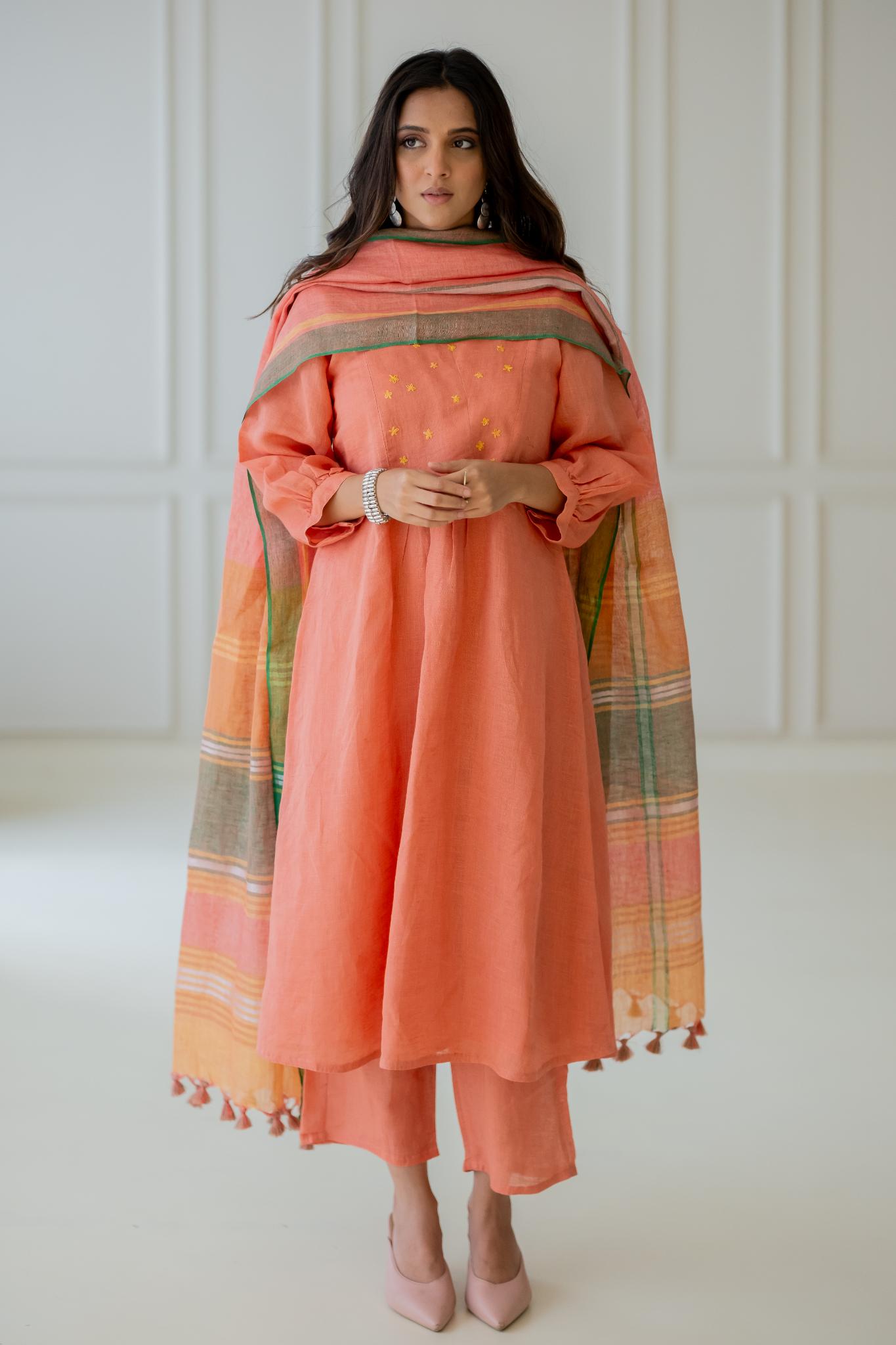 Tropical Apricot Kurta Set - CiceroniKurta SetSilai Studio