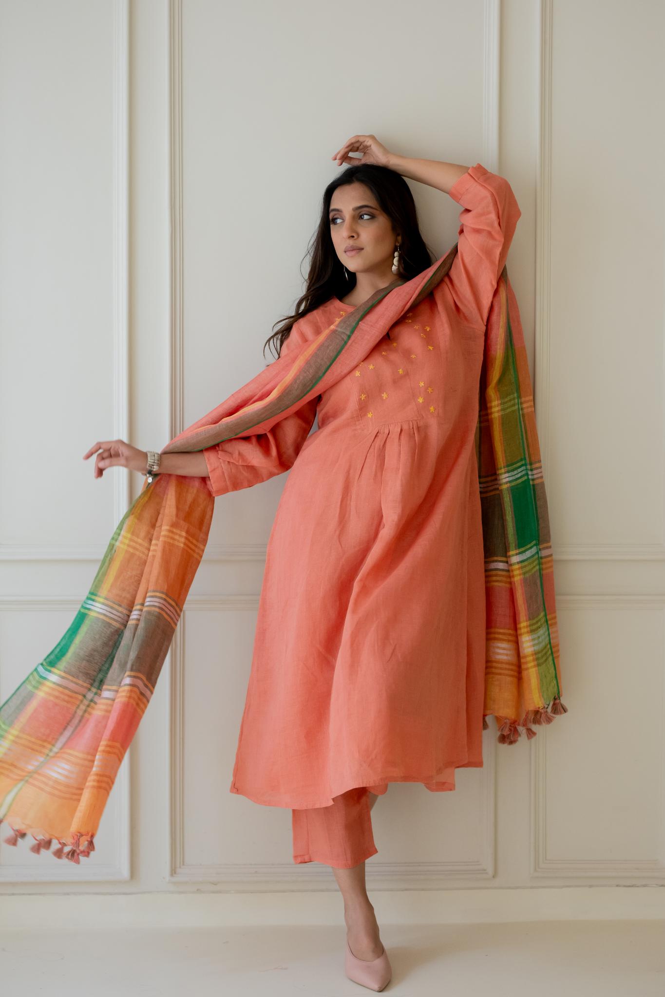 Tropical Apricot Kurta Set - CiceroniKurta SetSilai Studio