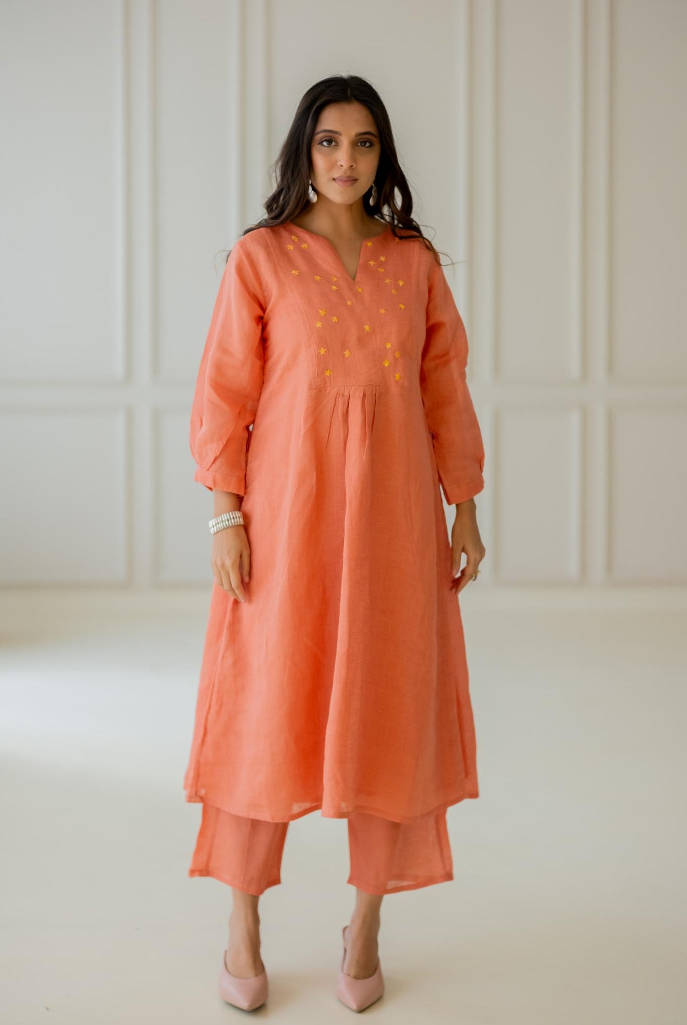 Tropical Apricot Kurta Set - CiceroniKurta SetSilai Studio