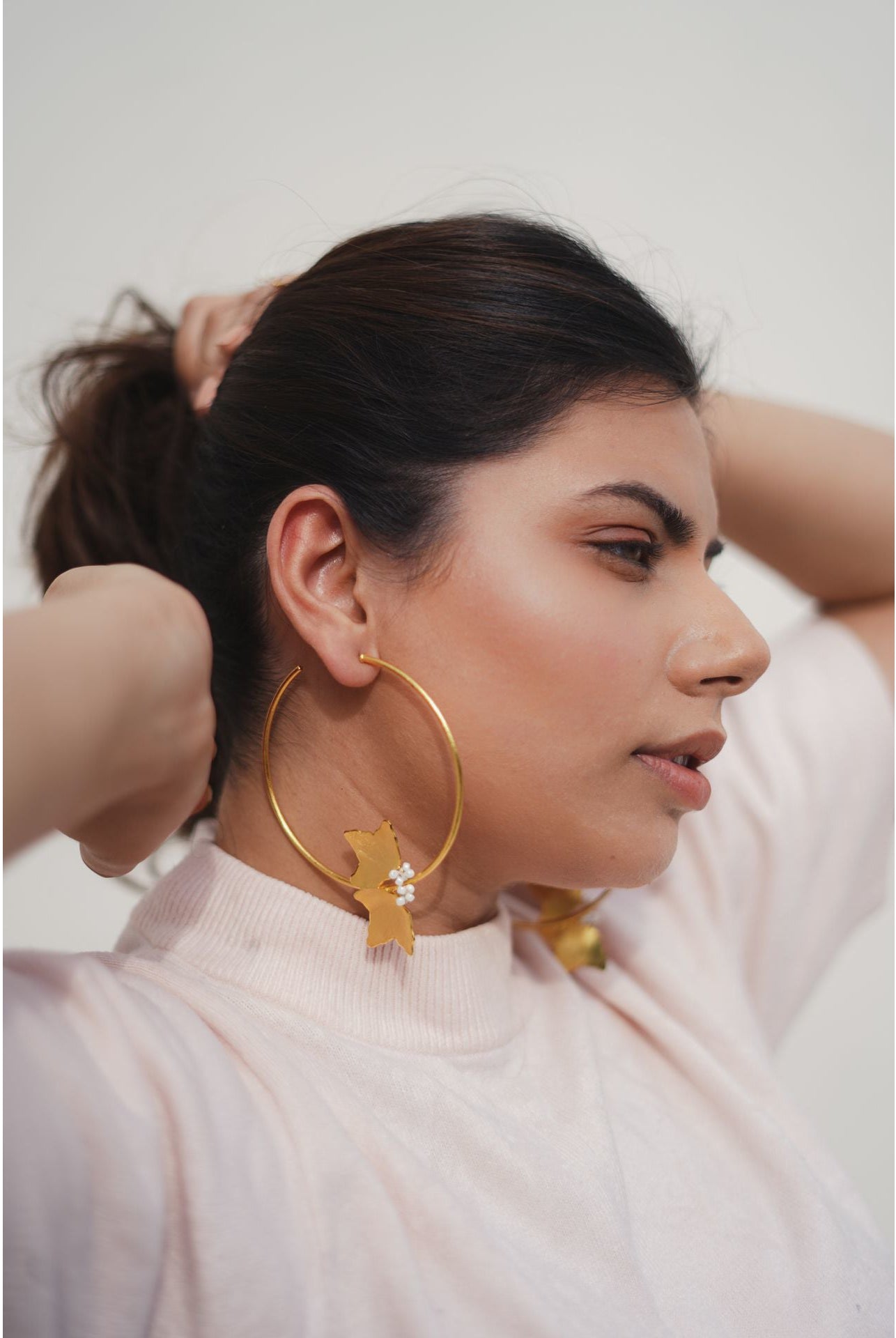 Two Petal Hoops in Gold - CiceroniAarjavee