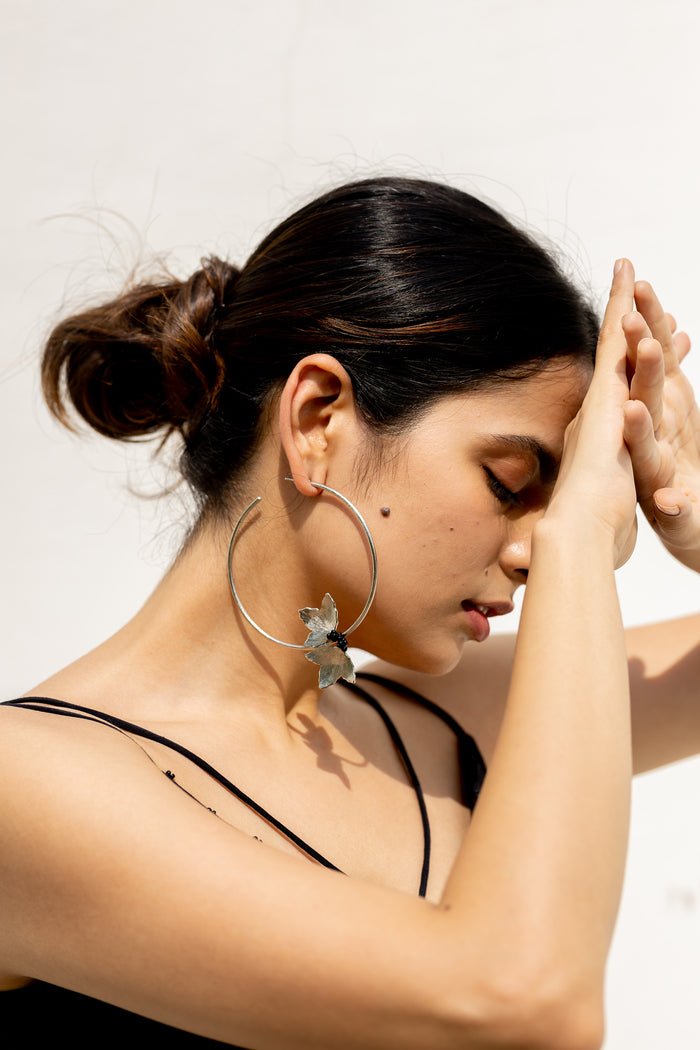 Two Petal Hoops in Silver - CiceroniAarjavee