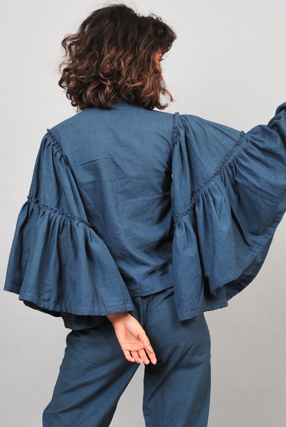 Umbrella Khadi Blouse - Blue - CiceroniRias Jaipur