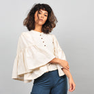 Umbrella Khadi Blouse - Off White - CiceroniRias Jaipur