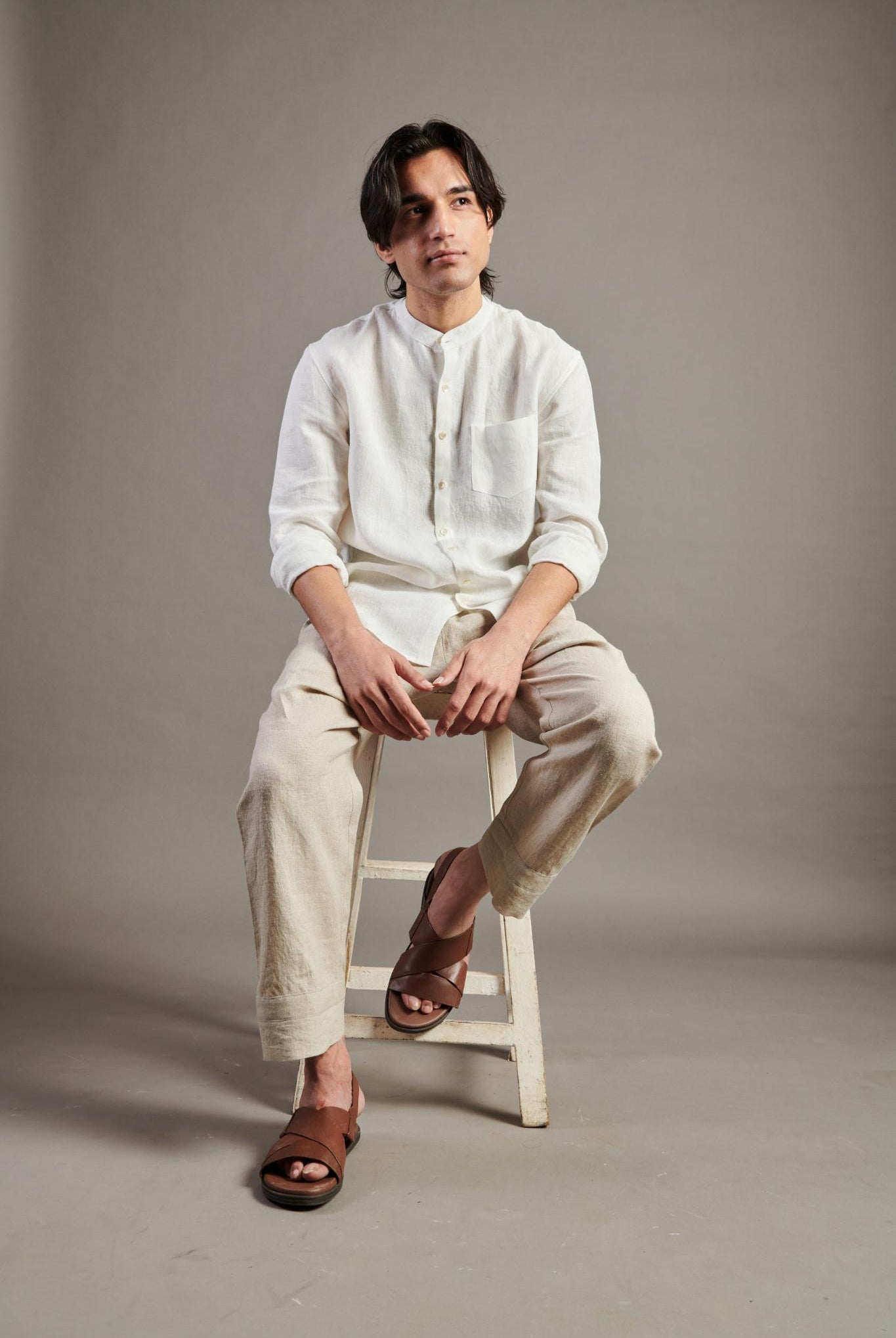 Undyed Linen Lounge Pants - CiceroniPantsSaphed