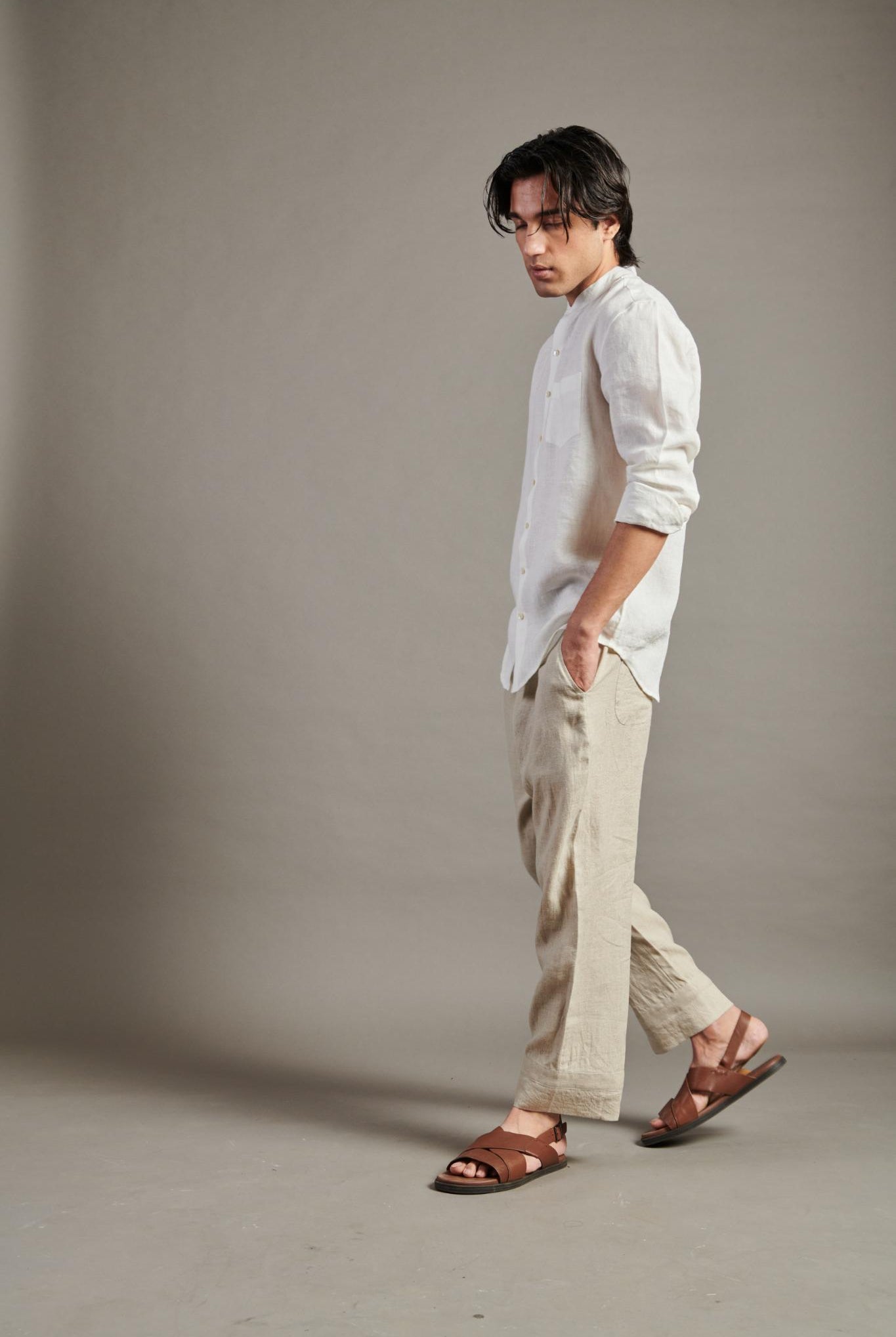 Undyed Linen Lounge Pants - CiceroniPantsSaphed