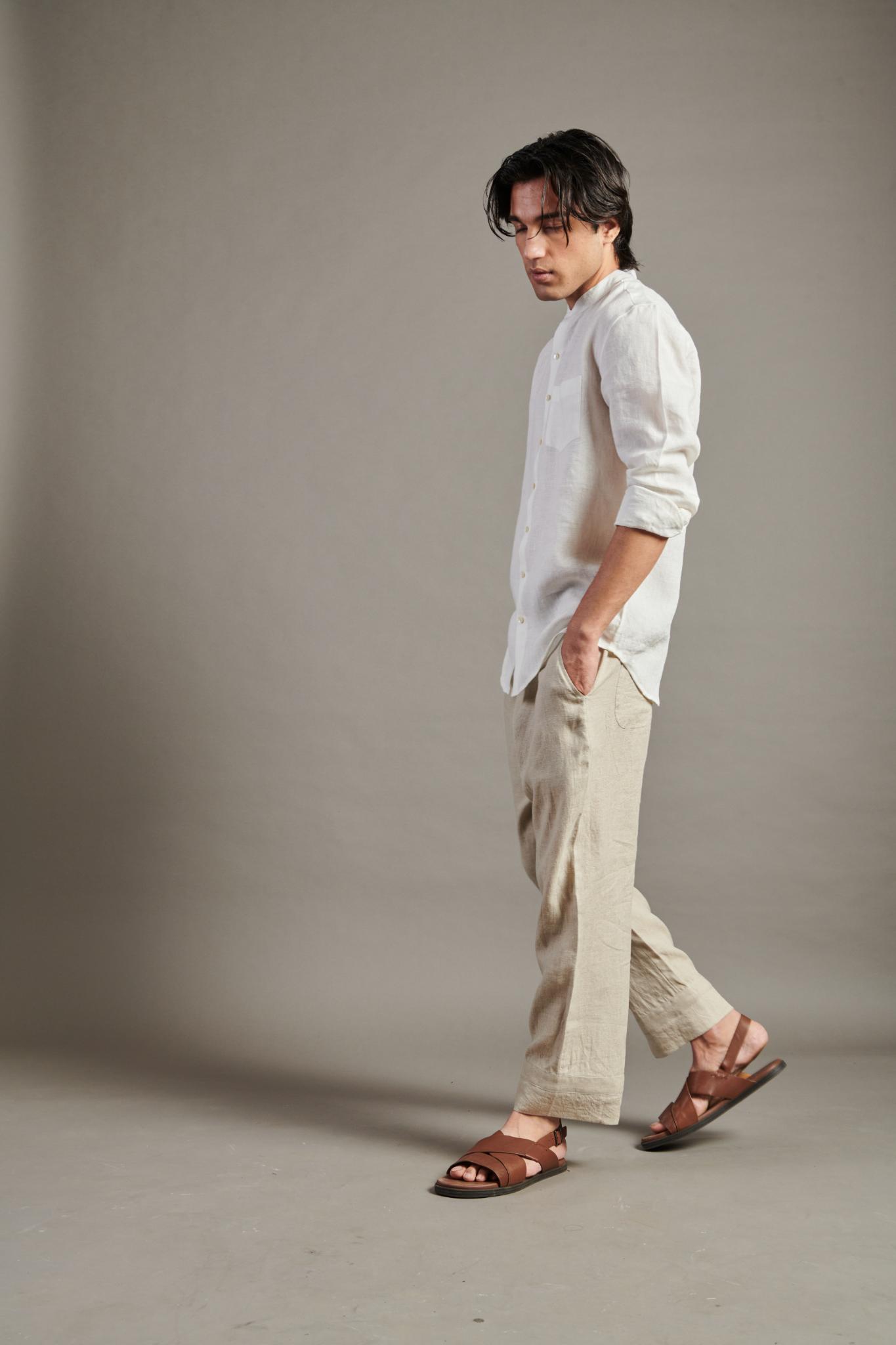 Undyed Linen Lounge Pants - CiceroniPantsSaphed