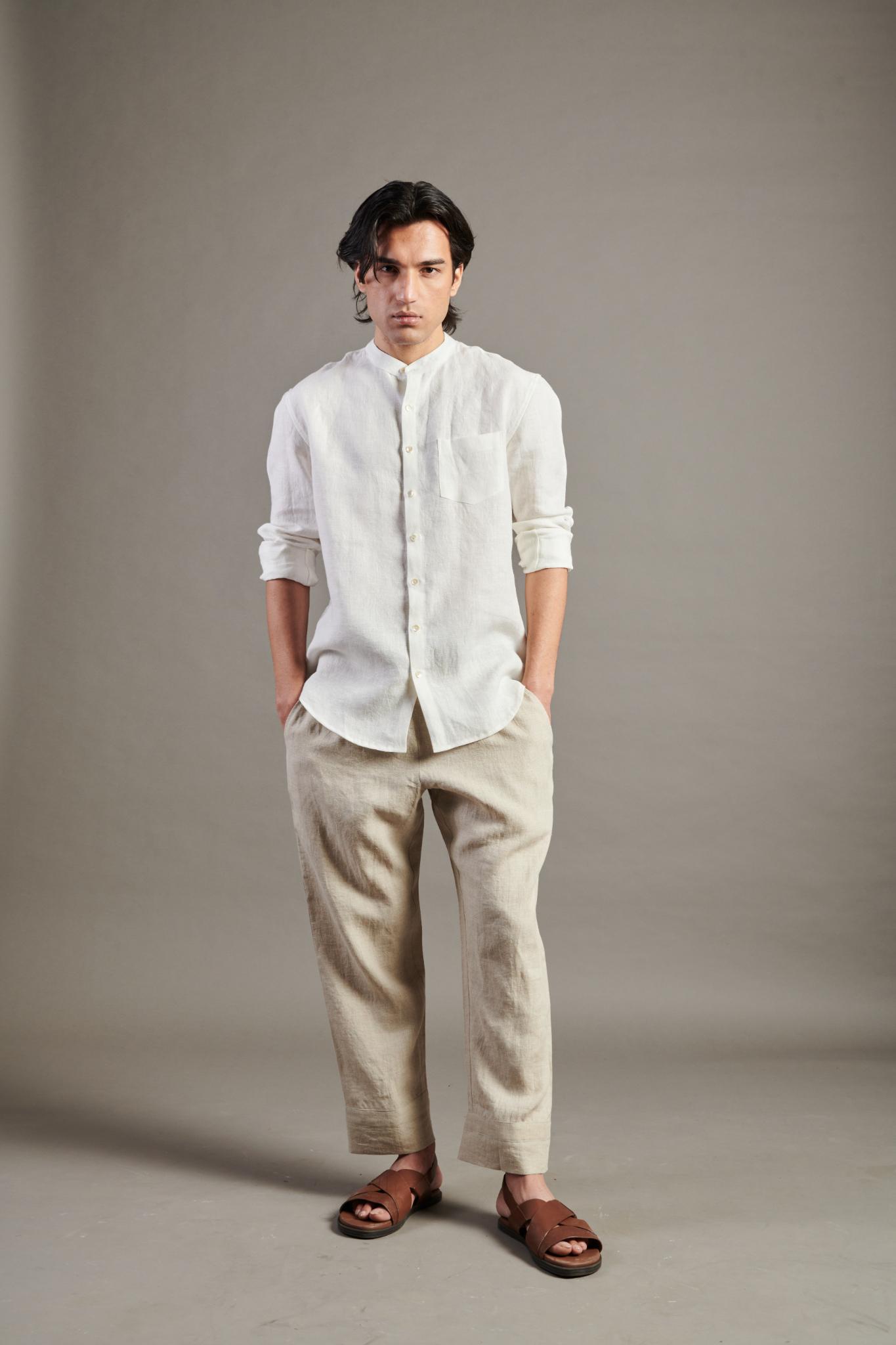 Undyed Linen Lounge Pants - CiceroniPantsSaphed