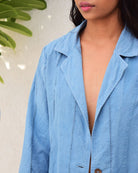 Unisex Blue Linen Jacket - CiceroniJacketsSonica Sarna