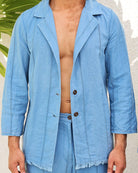 Unisex Blue Linen Jacket - CiceroniJacketsSonica Sarna