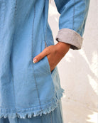 Unisex Blue Linen Jacket - CiceroniJacketsSonica Sarna