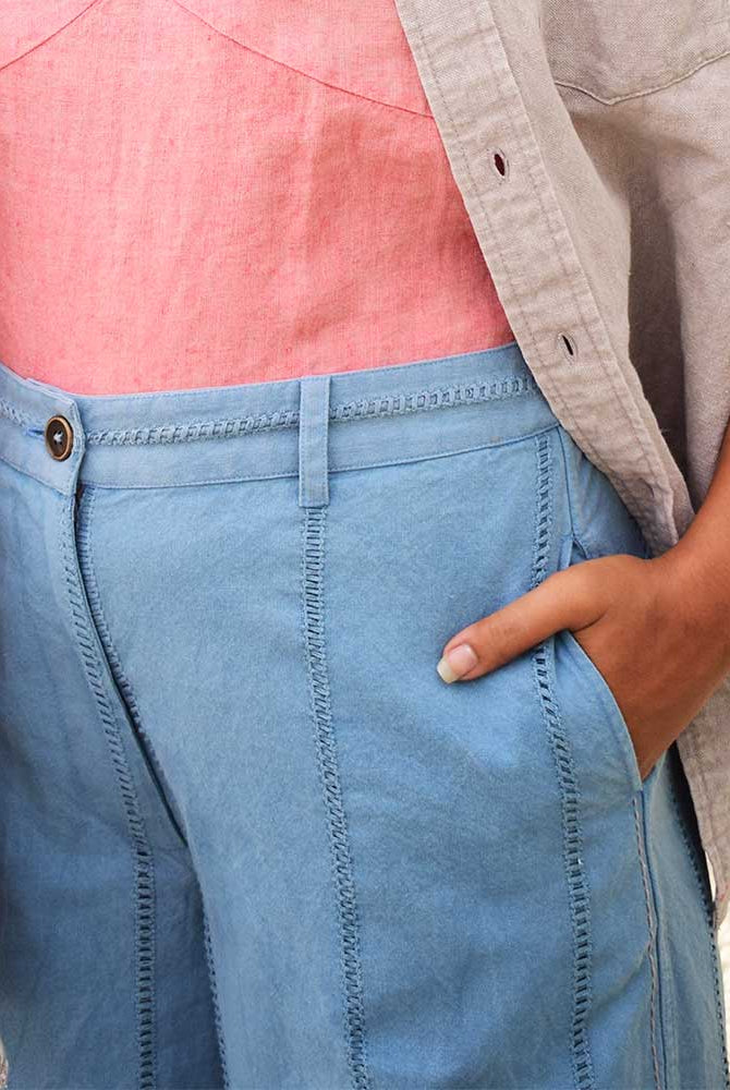 Unisex Blue Linen Trouser - CiceroniTrousersSonica Sarna