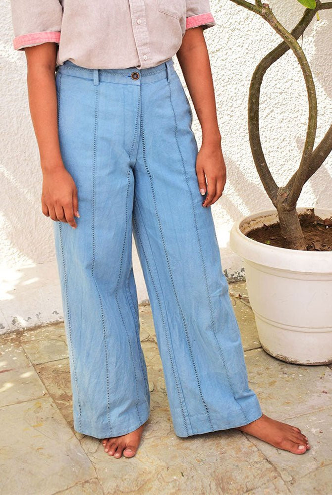 Unisex Blue Linen Trouser - CiceroniTrousersSonica Sarna