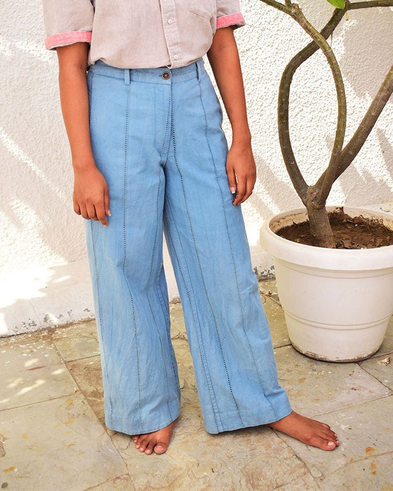 Unisex Blue Linen Trouser - CiceroniTrousersSonica Sarna