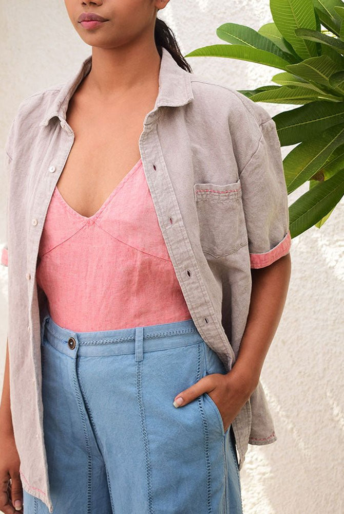 Unisex Grey Linen Shirt - CiceroniShirtSonica Sarna