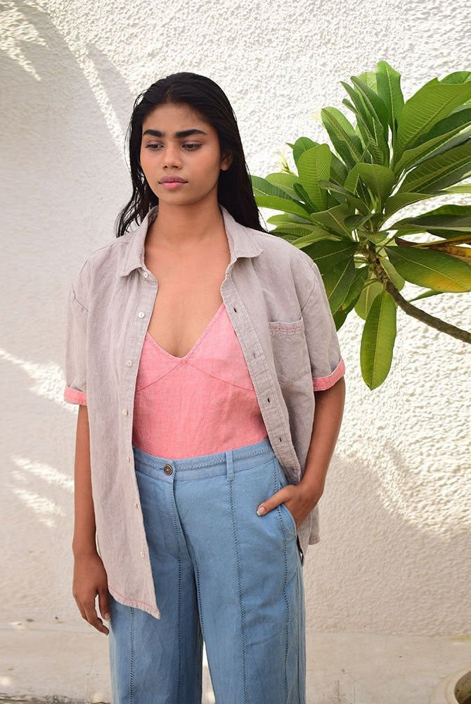 Unisex Grey Linen Shirt - CiceroniShirtSonica Sarna