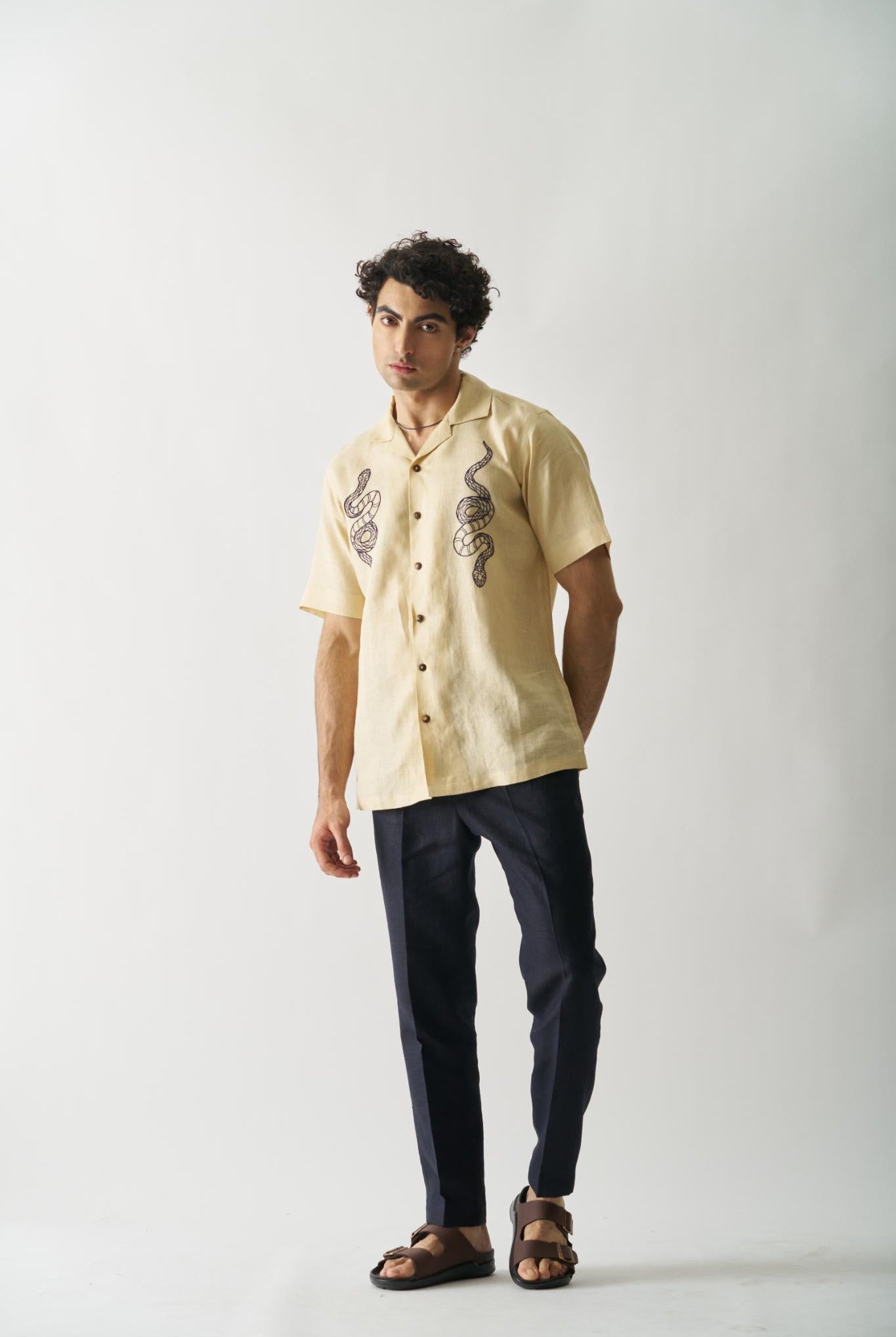 Venomous Aesthetic - Mens Hand Embroidered Pure Linen Shirt - CiceroniShirtsCultura Studio
