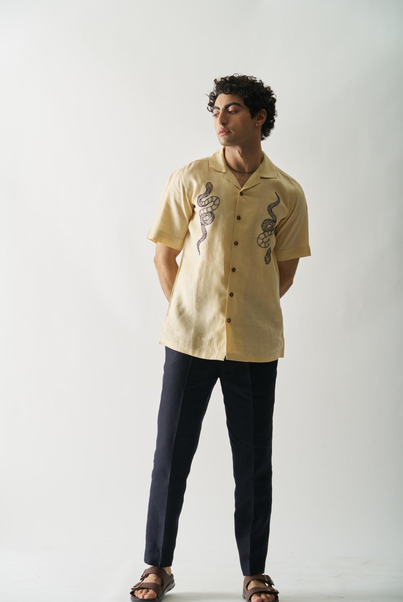 Venomous Aesthetic - Mens Hand Embroidered Pure Linen Shirt - CiceroniShirtsCultura Studio