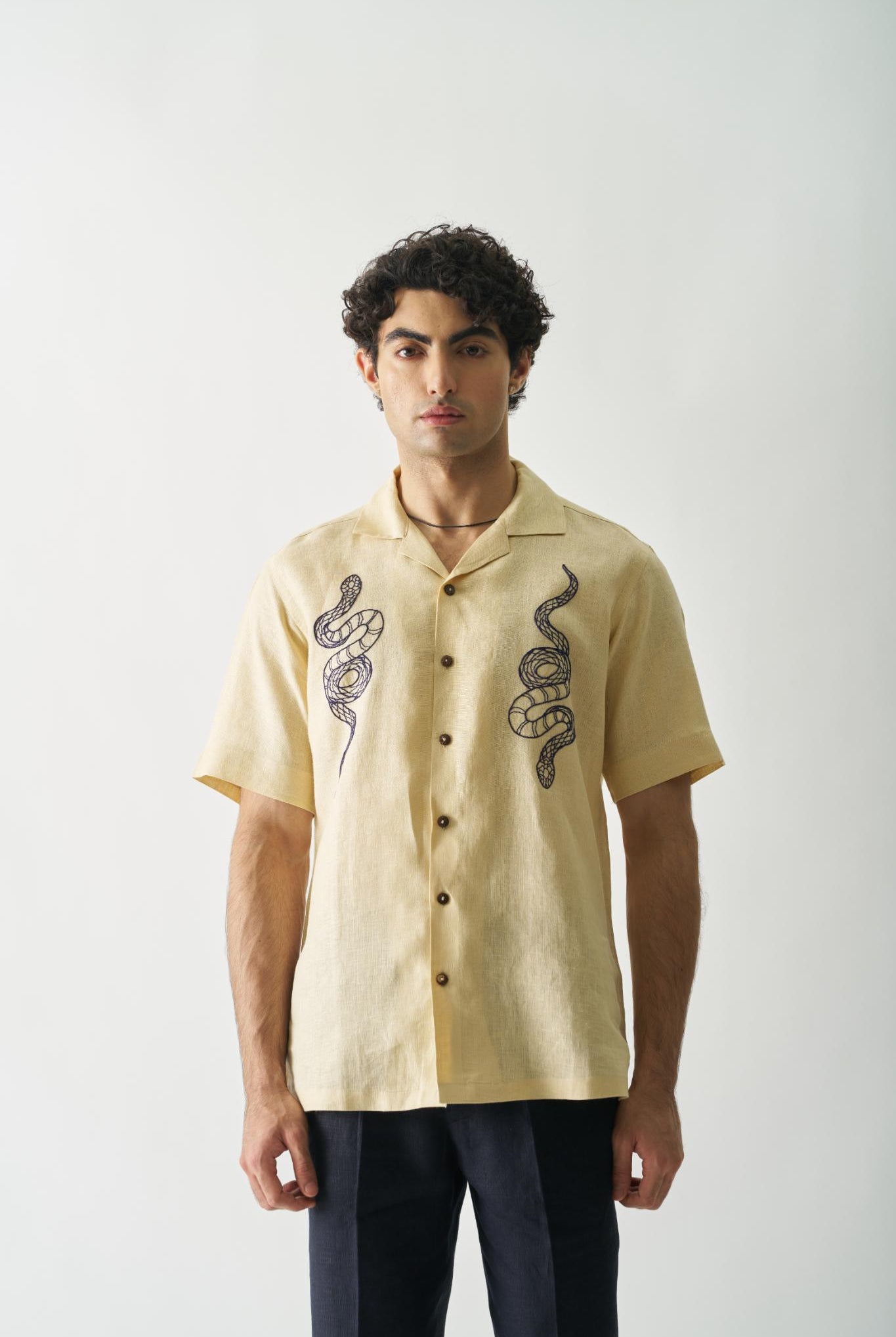 Venomous Aesthetic - Mens Hand Embroidered Pure Linen Shirt - CiceroniShirtsCultura Studio
