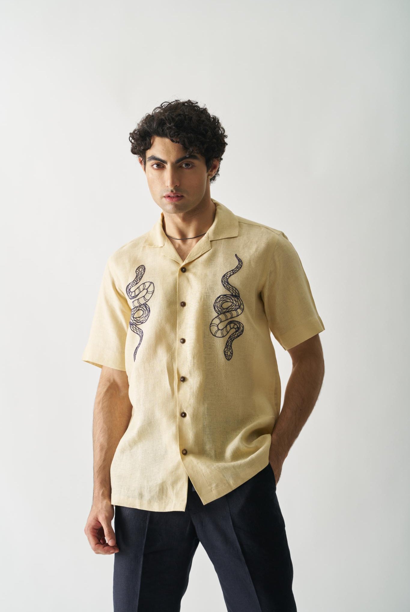 Venomous Aesthetic - Mens Hand Embroidered Pure Linen Shirt - CiceroniShirtsCultura Studio